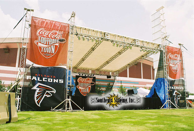 Atlanta Falcons Football Town branded roof stage